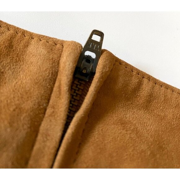 Lucchese Annabelle Lamb Leather Fringe Skirt Cinnamon Tan Suede Size M NWT - Picture 3 of 15